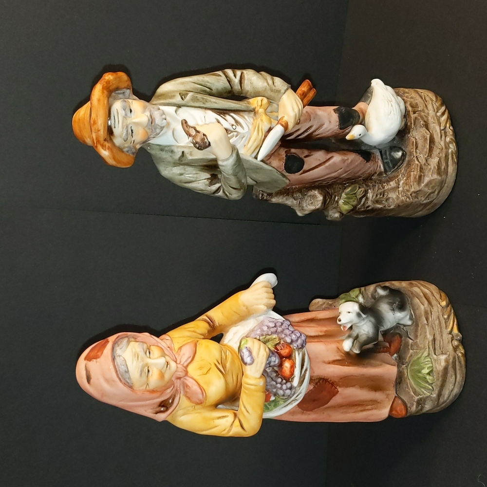 Homco man and woman farmer wife #1417